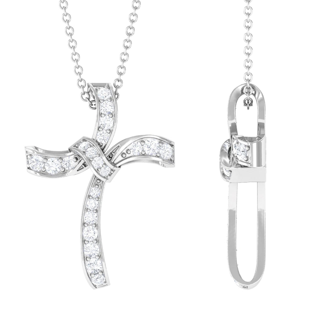Minimal Cross Pendant Necklace with Moissanite D-VS1 - Sparkanite Jewels