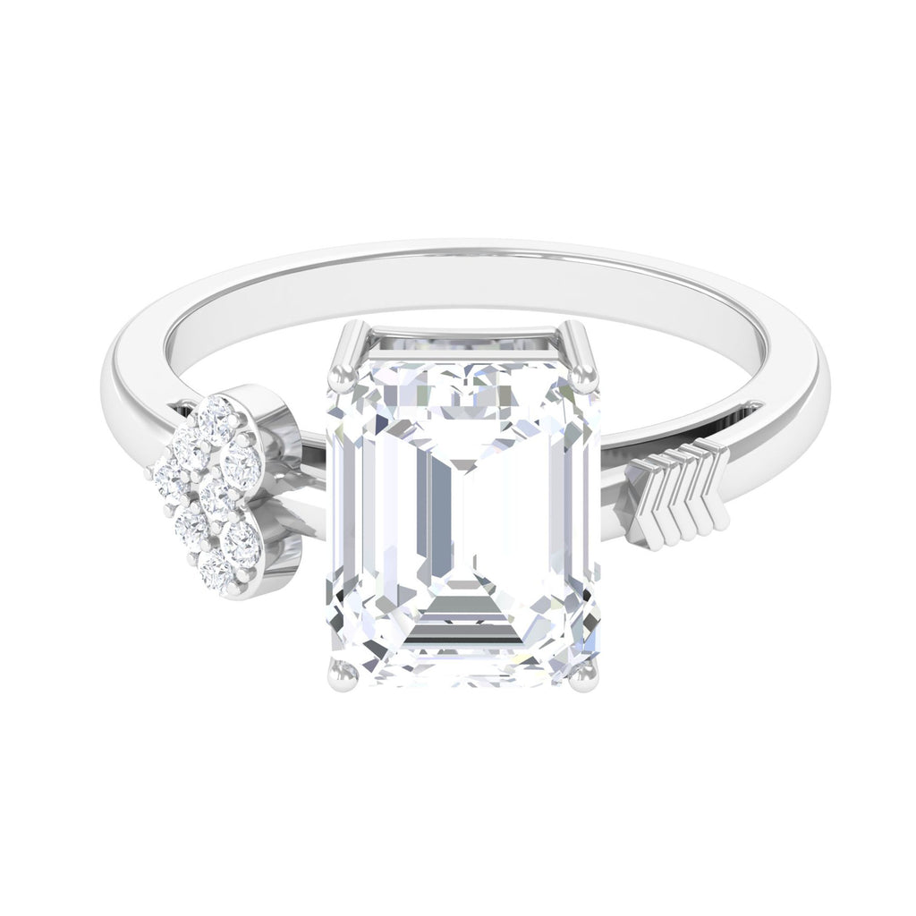 Emerald Cut Moissanite Solitaire Promise Ring D-VS1 8X10 MM - Sparkanite Jewels