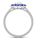 Moissanite Halo Engagement Ring with Sapphire D-VS1 6 MM - Sparkanite Jewels