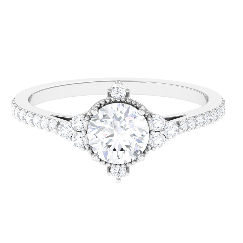 Vintage Style Moissanite Engagement Ring D-VS1 6 MM - Sparkanite Jewels