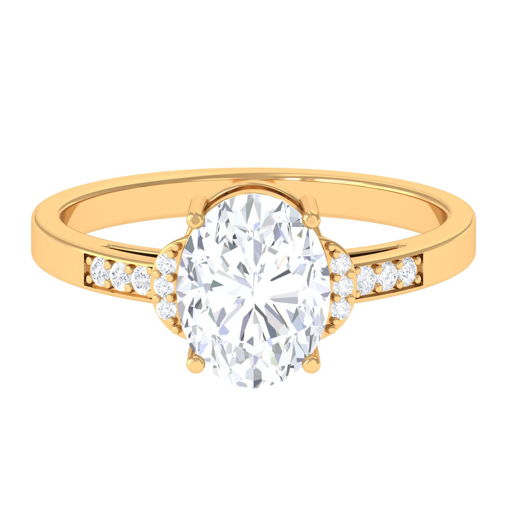 Classic Oval Shape Moissanite Solitaire Engagement Ring D-VS1 7X9 MM - Sparkanite Jewels