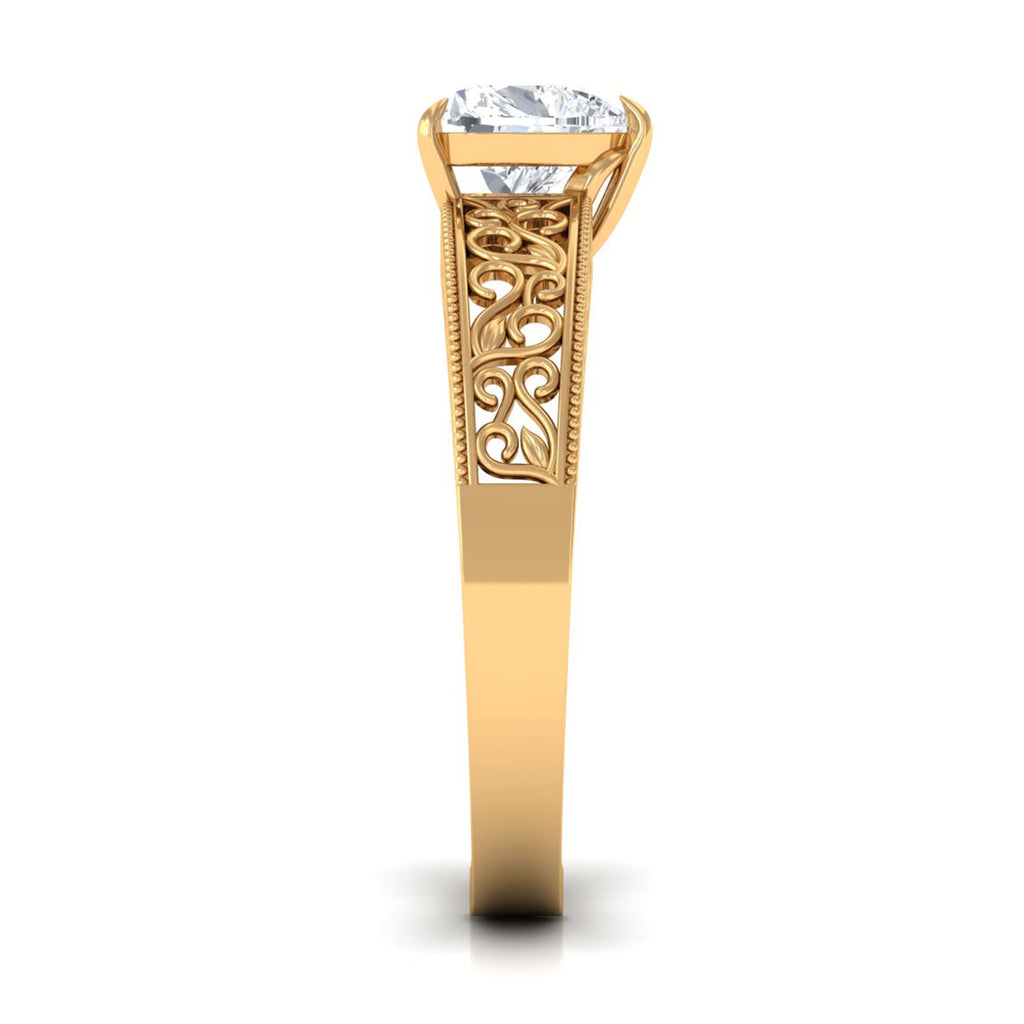 Heart Shape Moissanite Filigree Solitaire Ring D-VS1 6 MM - Sparkanite Jewels
