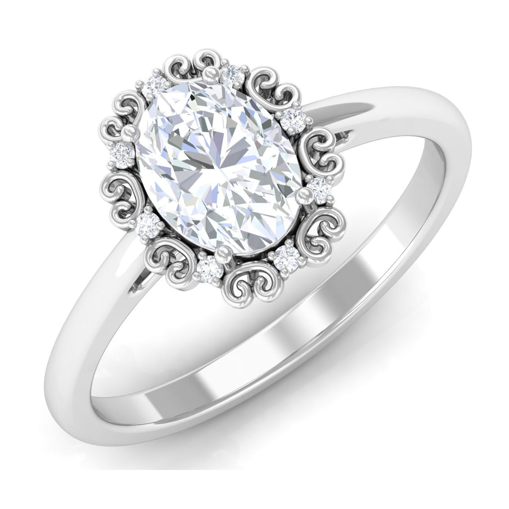 Vintage Inspired Moissanite Statement Ring D-VS1 6X8 MM - Sparkanite Jewels
