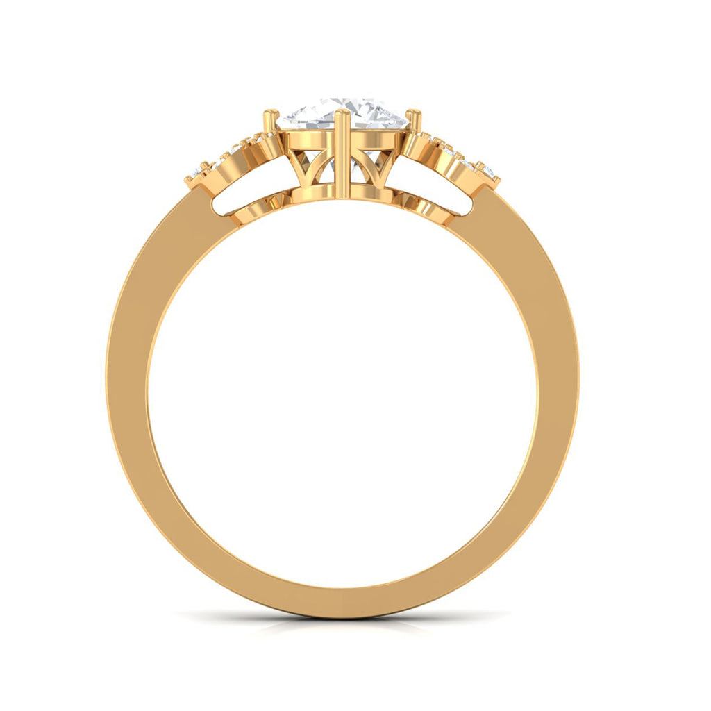 Round Shape Solitaire Moissanite Criss Cross Engagement Ring D-VS1 6 MM - Sparkanite Jewels