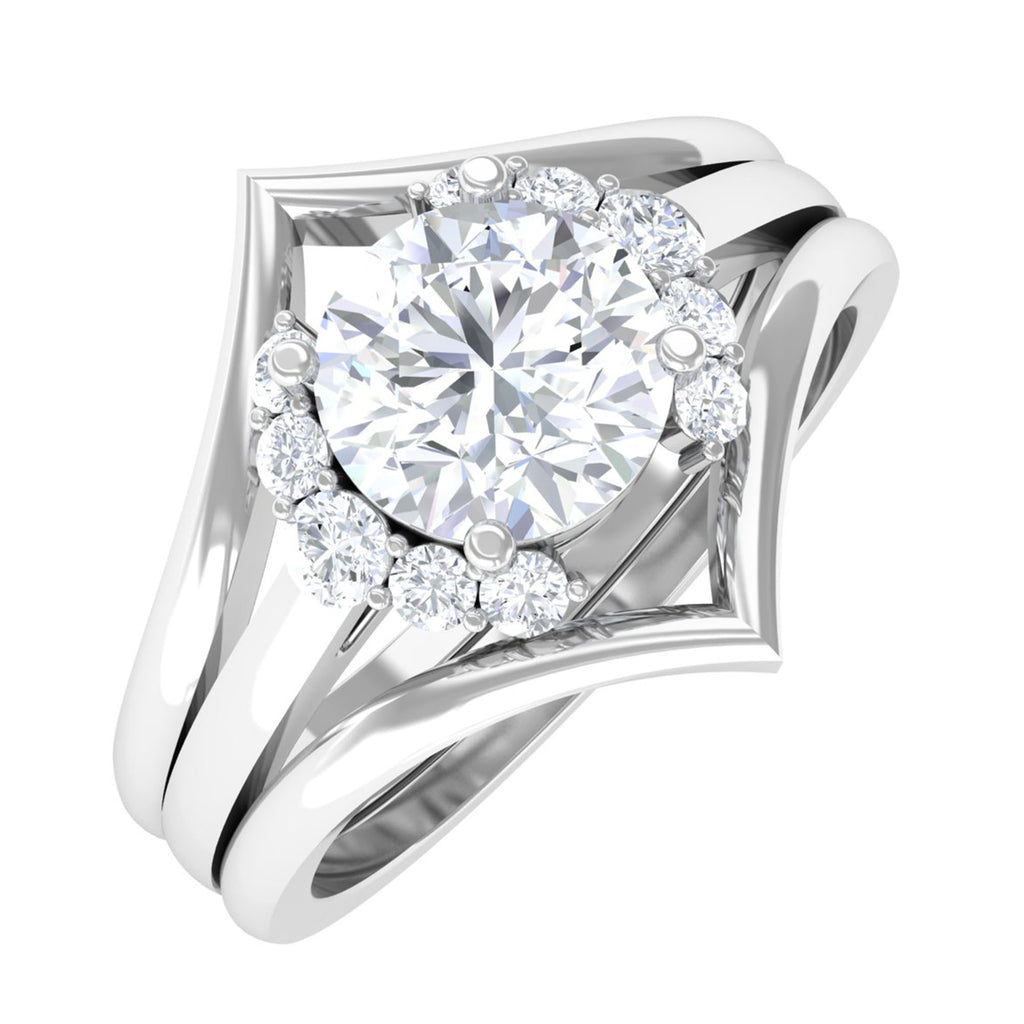 Classic Moissanite Bridal Ring Set of 3 D-VS1 6 MM - Sparkanite Jewels