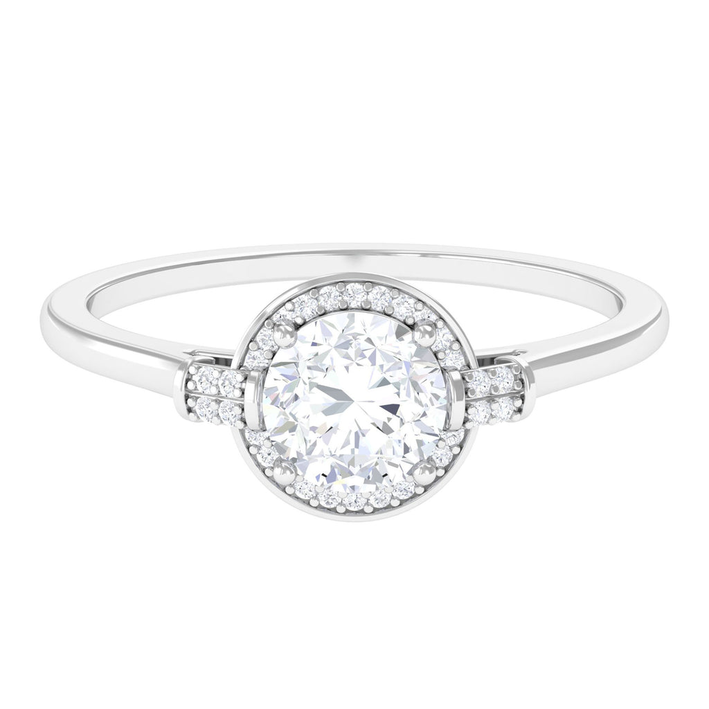 Minimal Moissanite Halo Engagement Ring D-VS1 6 MM - Sparkanite Jewels