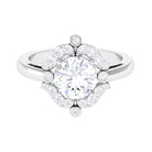 Simple Moissanite Estate Engagement Ring with Halo D-VS1 8 MM - Sparkanite Jewels