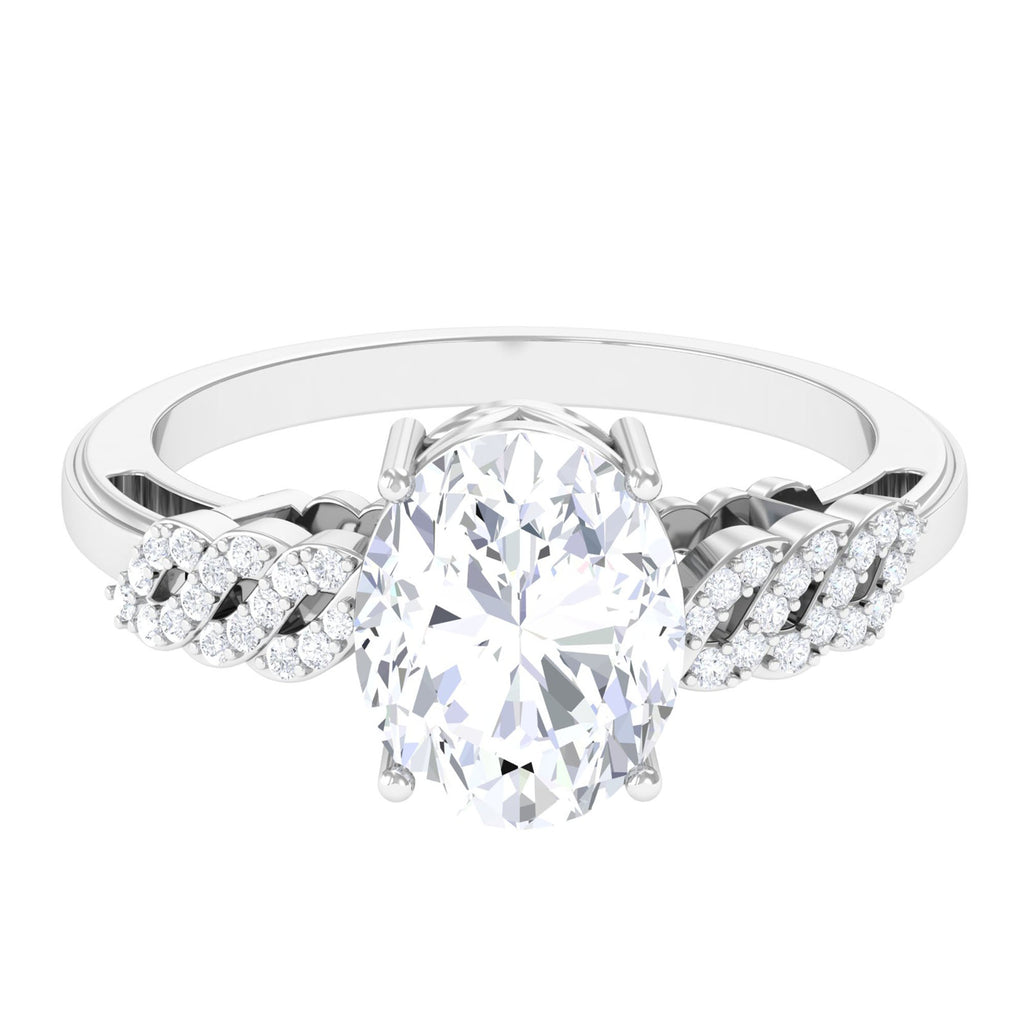 Oval Shaped Solitaire Moissanite Classic Engagement Ring D-VS1 8X10 MM - Sparkanite Jewels