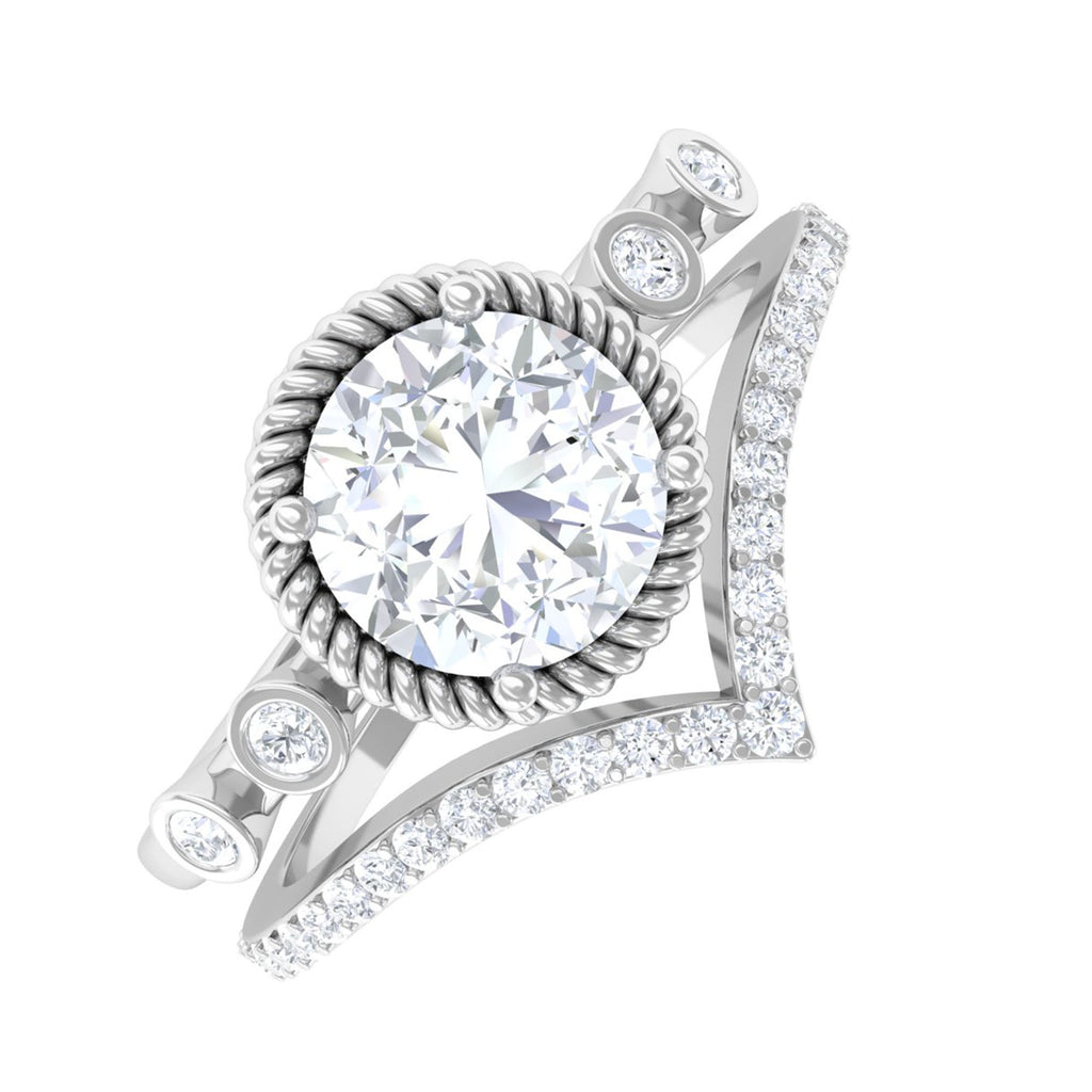 Designer Moissanite Bridal Ring Set D-VS1 6 MM - Sparkanite Jewels