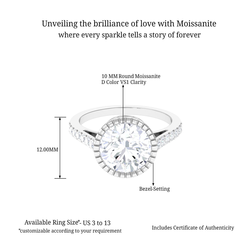 Vintage Inspired Moissanite Solitaire Engagement Ring D-VS1 10 MM - Sparkanite Jewels