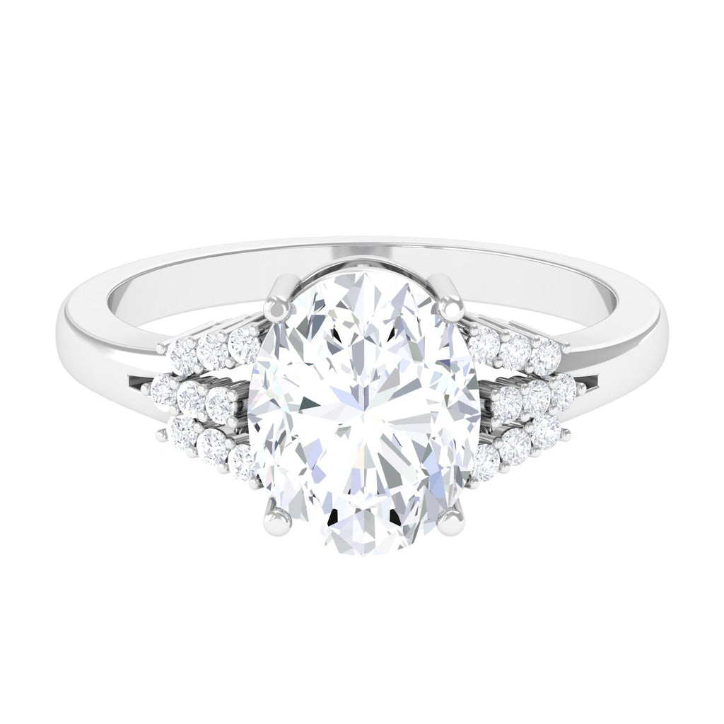 Oval Shaped Solitaire Moissanite Estate Engagement Ring D-VS1 8X10 MM - Sparkanite Jewels