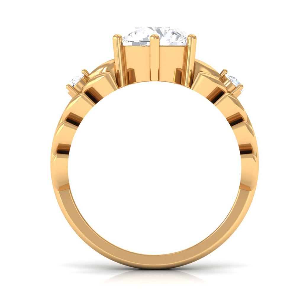 Nature Inspired Moissanite Solitaire Engagement Ring D-VS1 8 MM - Sparkanite Jewels