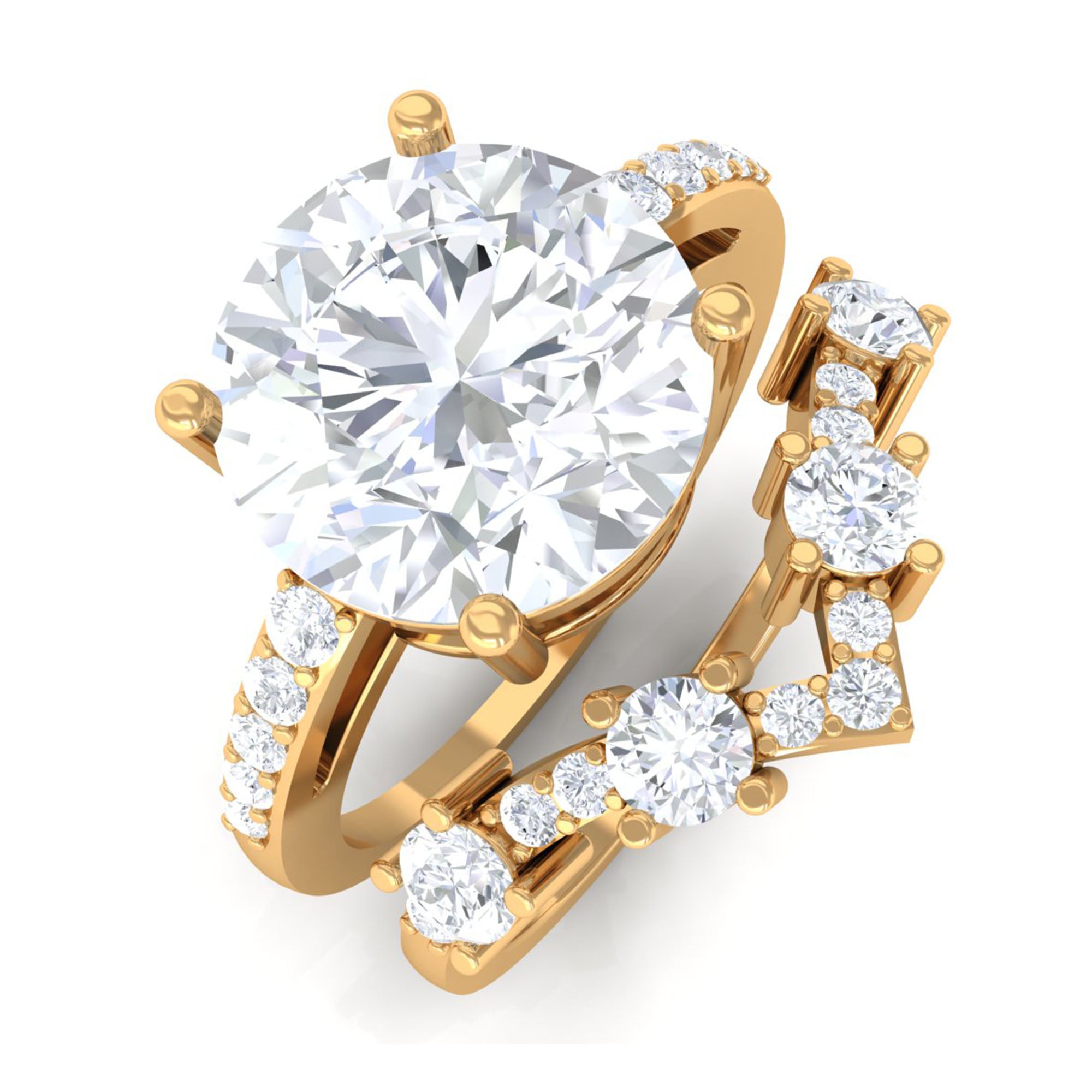 Moissanite Classic Wedding Ring Set D-VS1 10 MM - Sparkanite Jewels