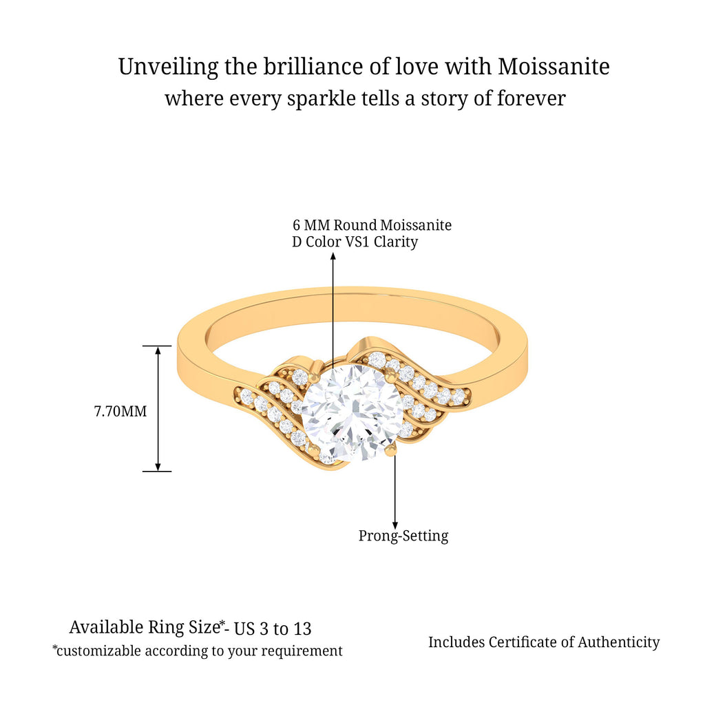 Round Shape Moissanite Designer Engagement Ring D-VS1 6 MM - Sparkanite Jewels
