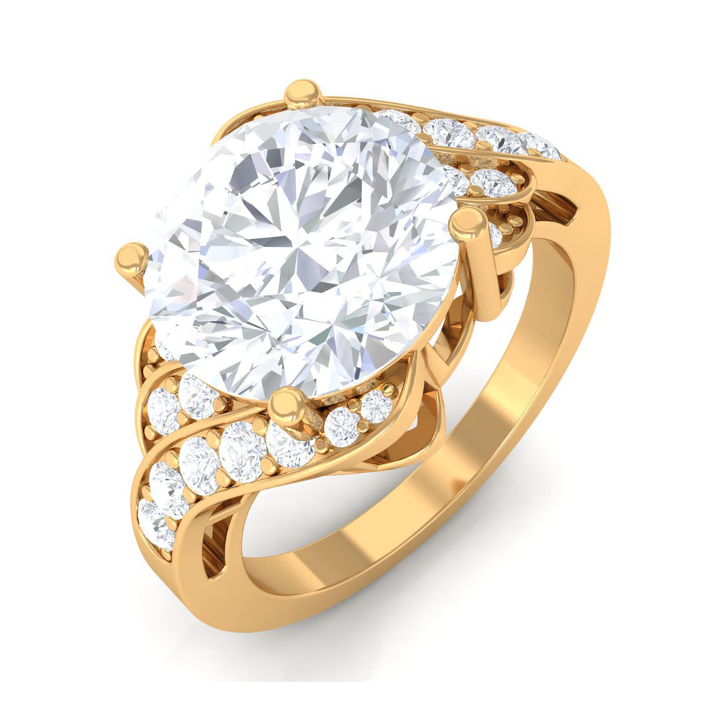 Round Shape Moissanite Designer Engagement Ring D-VS1 10 MM - Sparkanite Jewels