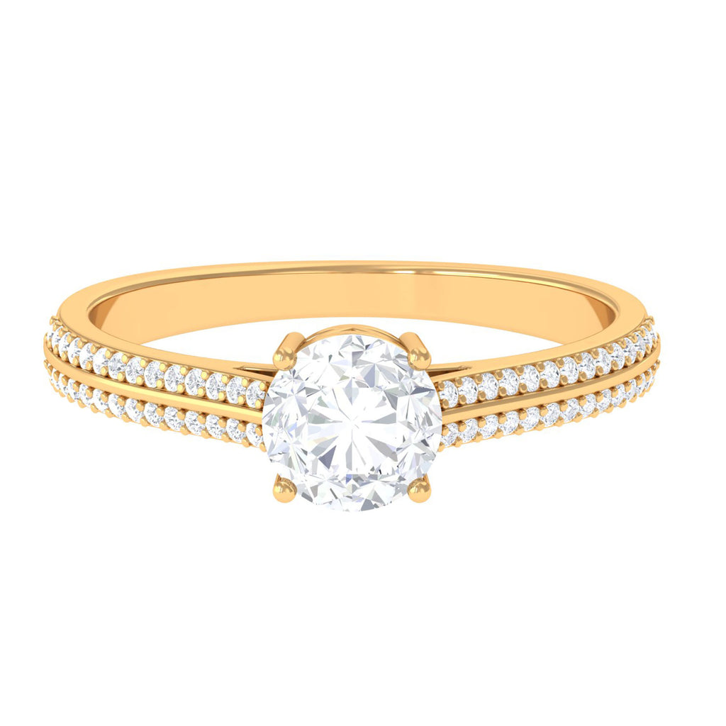 Moissanite Designer Engagement Ring with Side Stones D-VS1 6 MM - Sparkanite Jewels