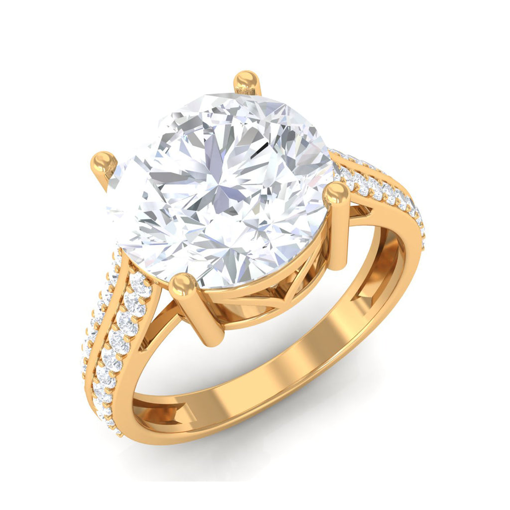 Moissanite Designer Engagement Ring with Side Stones D-VS1 10 MM - Sparkanite Jewels
