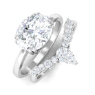 Oval Moissanite Solitaire Bridal Ring Set with Enhancer Band D-VS1 7X9 MM - Sparkanite Jewels