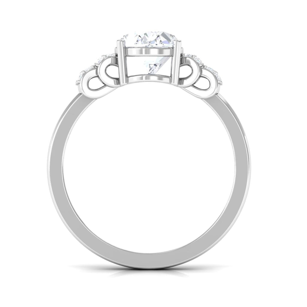 Oval Shaped Moissanite Designer Bow Engagement Ring D-VS1 7X9 MM - Sparkanite Jewels