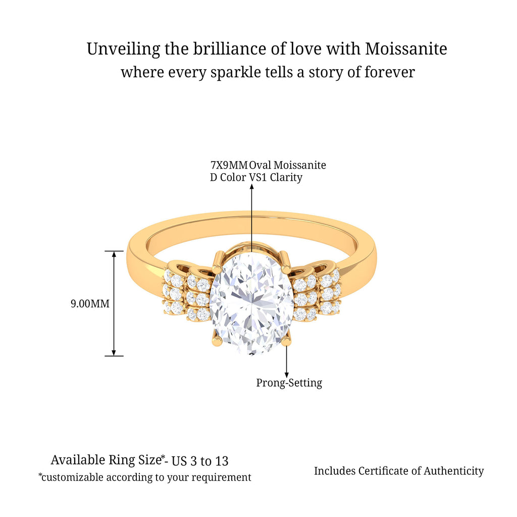Oval Shaped Moissanite Designer Bow Engagement Ring D-VS1 7X9 MM - Sparkanite Jewels