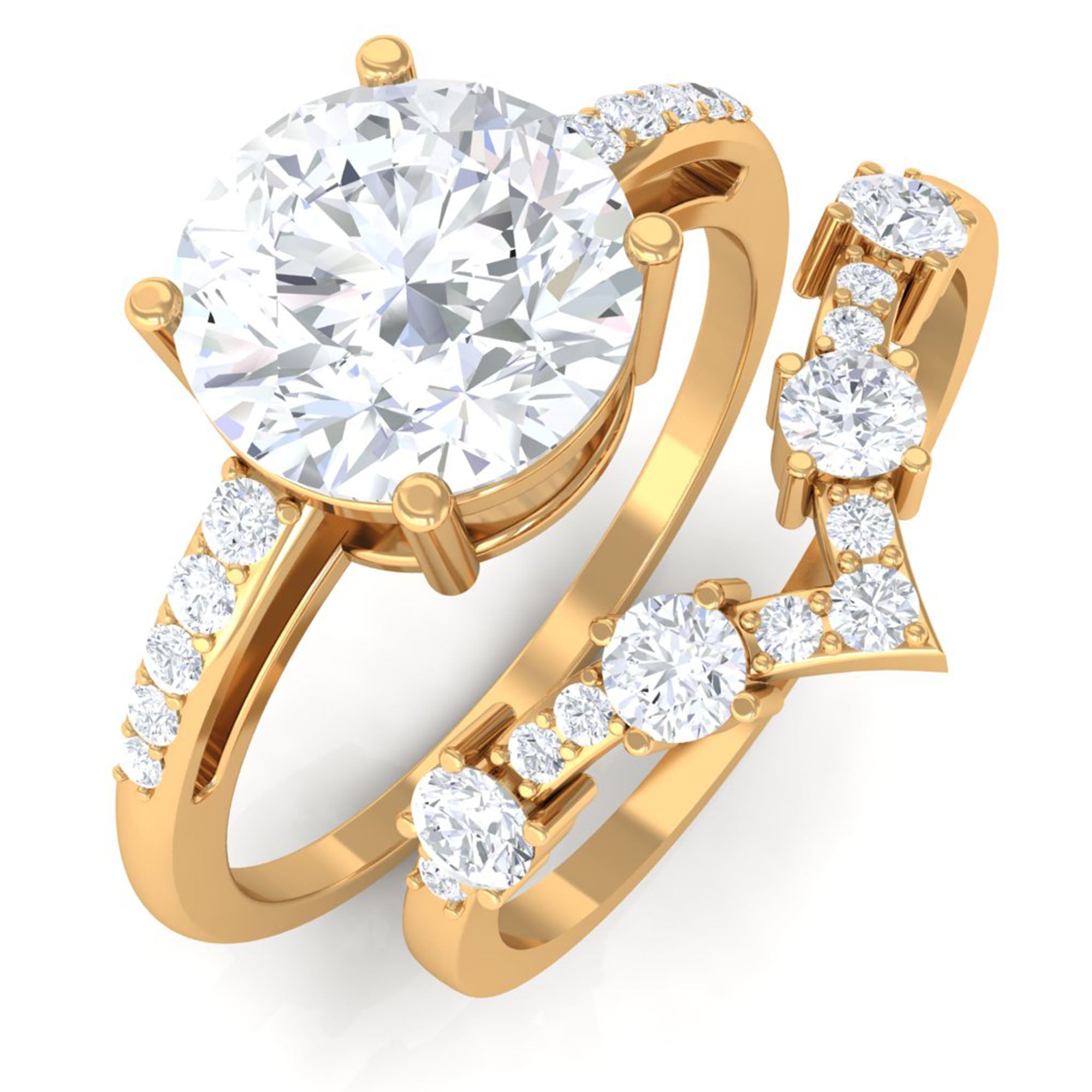 Moissanite Classic Wedding Ring Set D-VS1 6 MM - Sparkanite Jewels