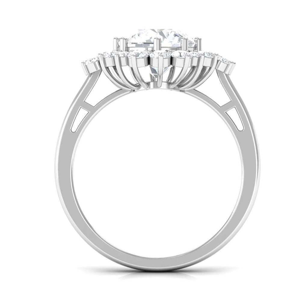 Round Moissanite Halo Promise Ring D-VS1 8 MM - Sparkanite Jewels