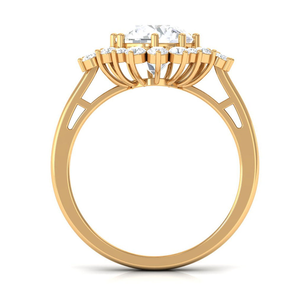Round Moissanite Halo Promise Ring D-VS1 8 MM - Sparkanite Jewels