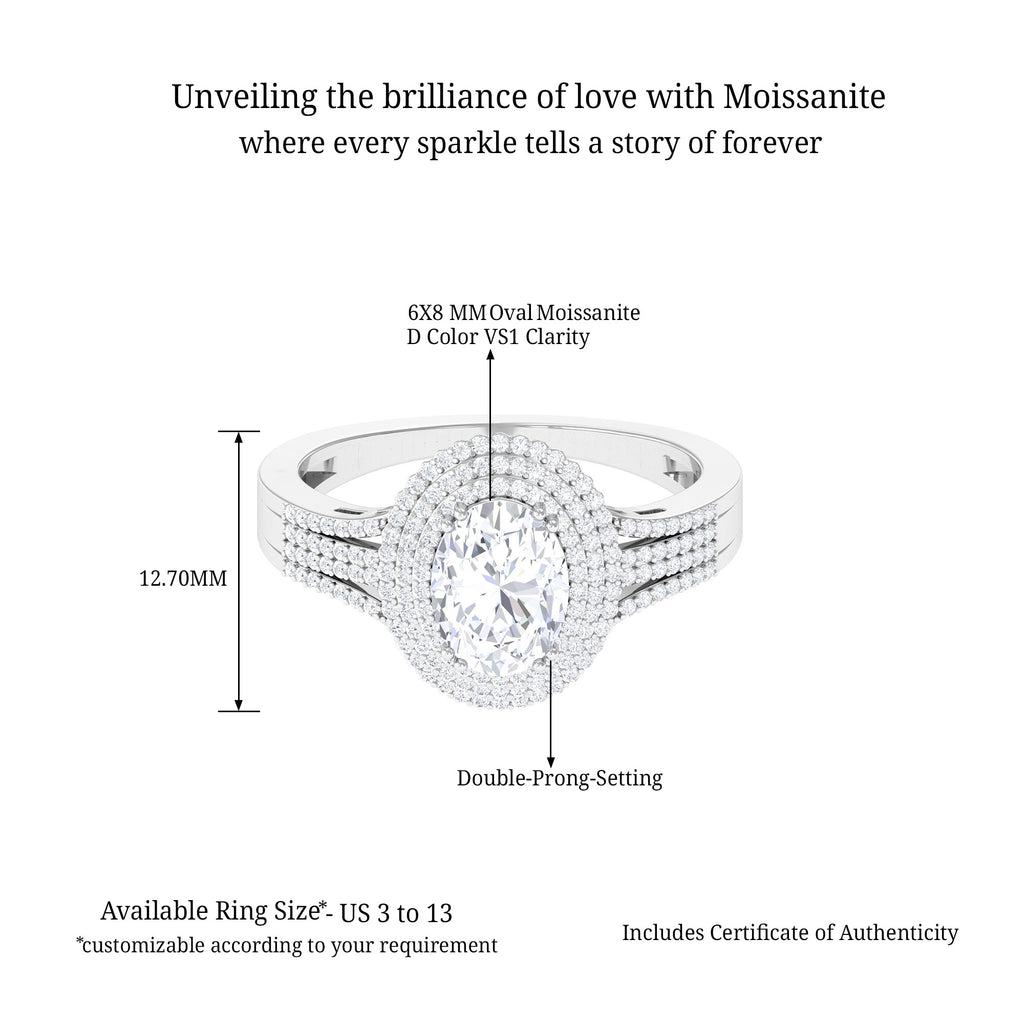 Oval Moissanite Statement Engagement Ring D-VS1 6X8 MM - Sparkanite Jewels