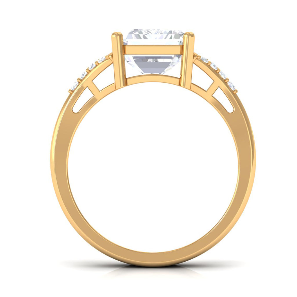 Emerald Cut Moissanite Solitaire Engagement Ring D-VS1 8X10 MM - Sparkanite Jewels
