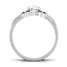 Round Moissanite Designer Ring Set with Garnet D-VS1 6 MM - Sparkanite Jewels