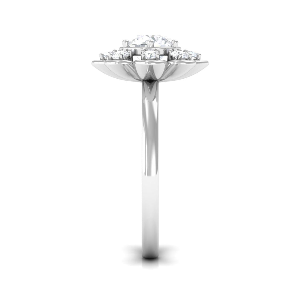 Certified Moissanite Floral Promise Ring D-VS1 6 MM - Sparkanite Jewels