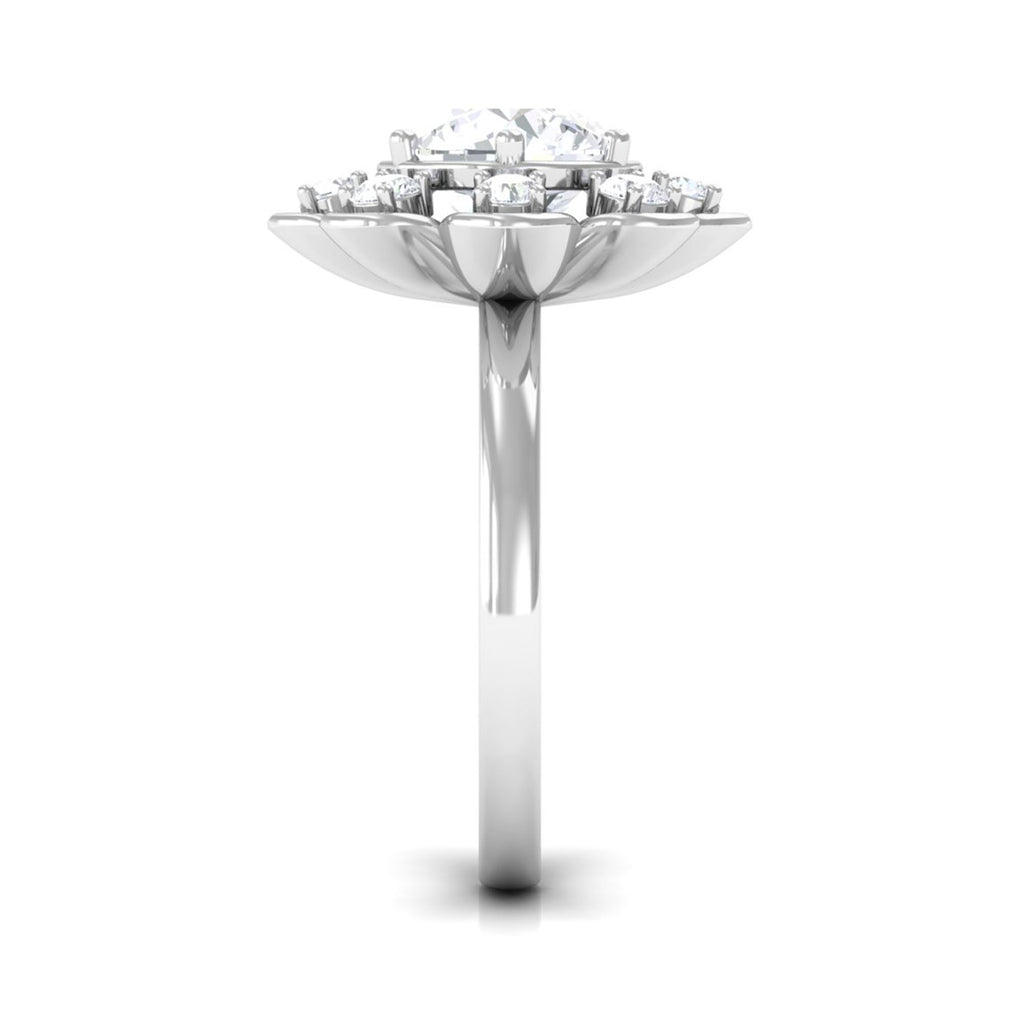 Certified Moissanite Floral Promise Ring D-VS1 8 MM - Sparkanite Jewels