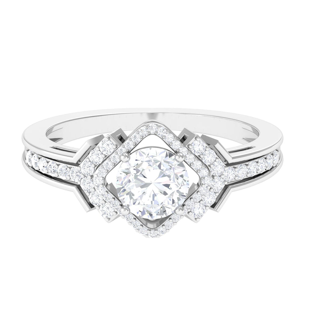 Certified Moissanite Estate Engagement Ring D-VS1 6 MM - Sparkanite Jewels