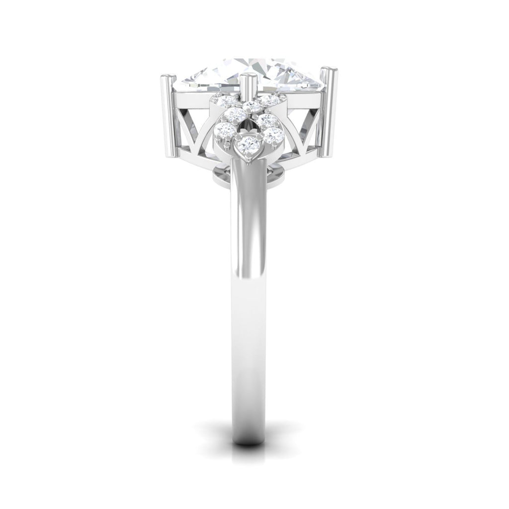 Round Shape Solitaire Moissanite Criss Cross Engagement Ring D-VS1 10 MM - Sparkanite Jewels