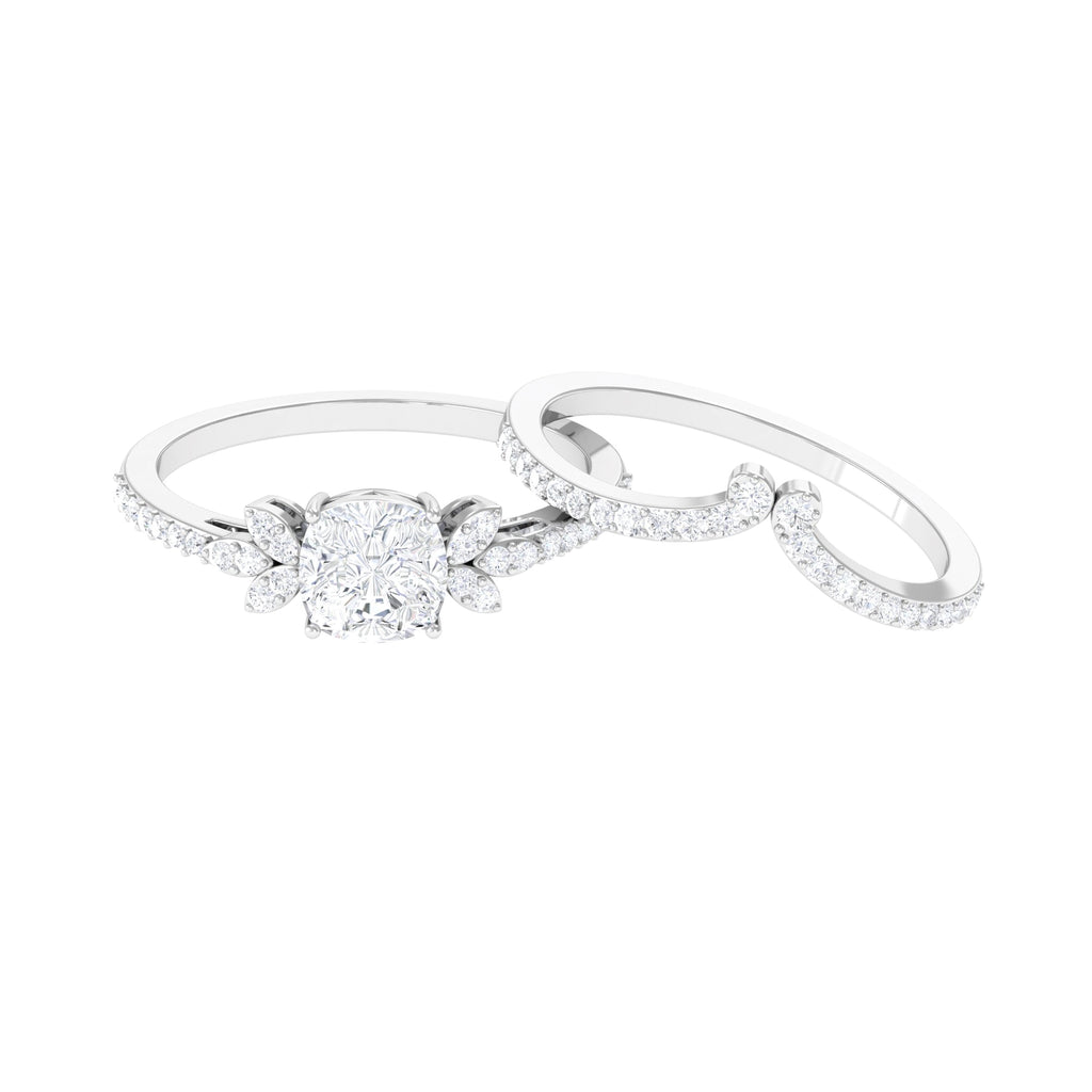 Designer Moissanite Bridal Rings Set D-VS1 6 MM - Sparkanite Jewels
