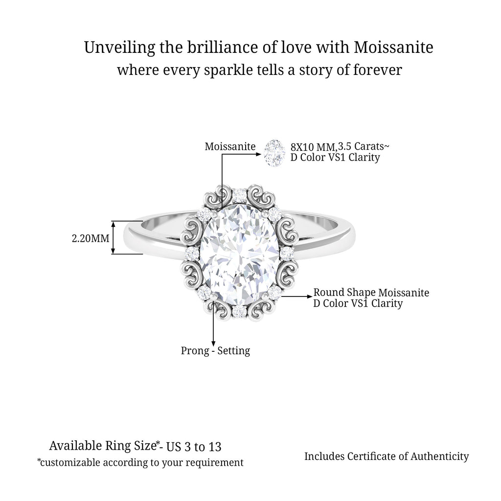 Vintage Inspired Moissanite Statement Ring D-VS1 8X10 MM - Sparkanite Jewels
