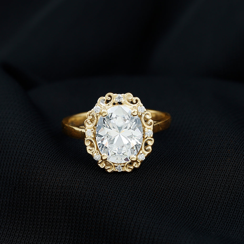 Vintage Inspired Moissanite Statement Ring D-VS1 8X10 MM - Sparkanite Jewels