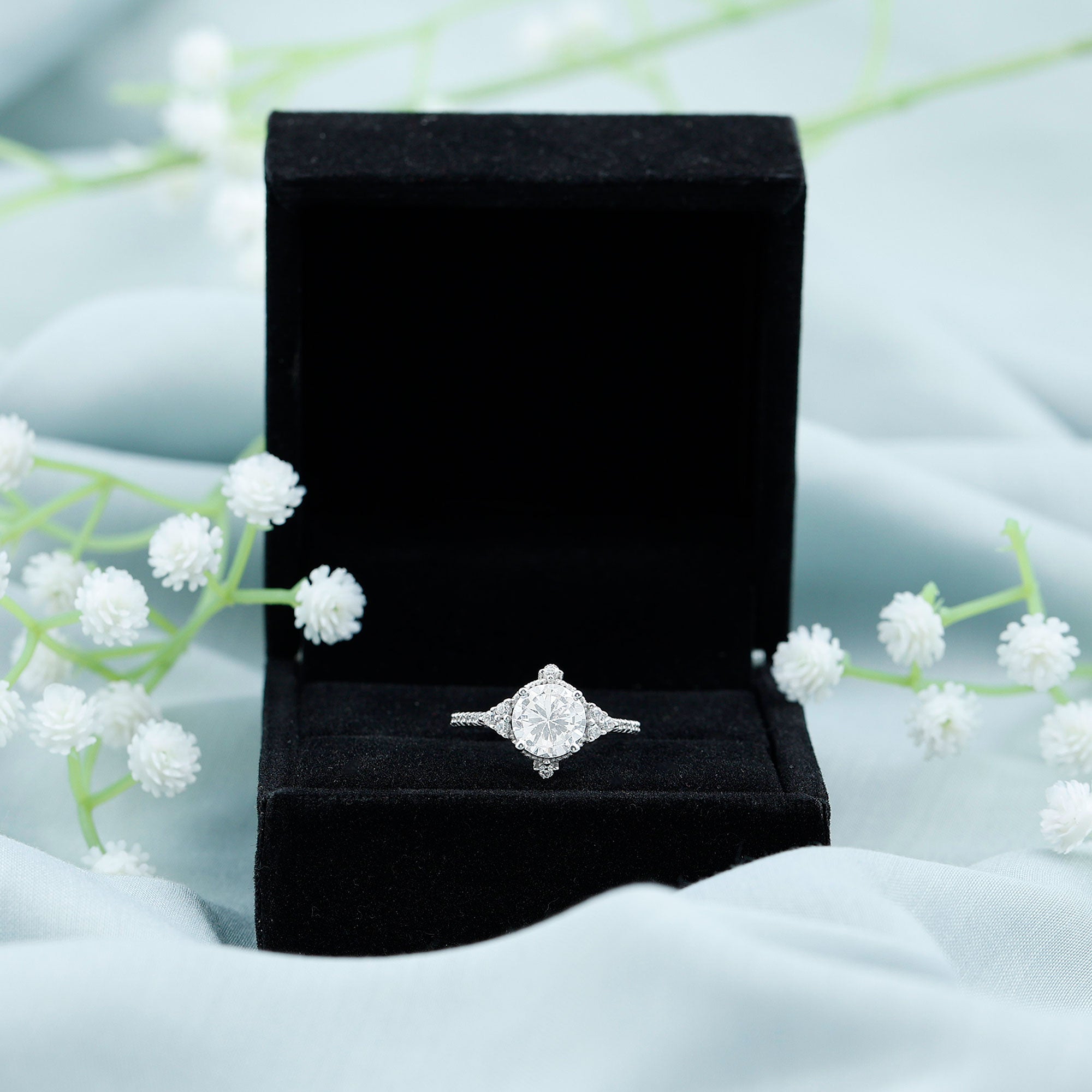 Vintage Style Moissanite Engagement Ring D-VS1 8 MM - Sparkanite Jewels