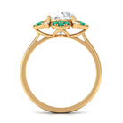 Floral Inspired Moissanite Engagement Ring with Emerald D-VS1 8 MM - Sparkanite Jewels