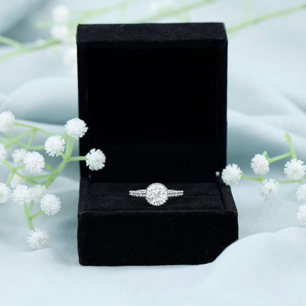 Vintage Inspired Moissanite Solitaire Engagement Ring D-VS1 8 MM - Sparkanite Jewels