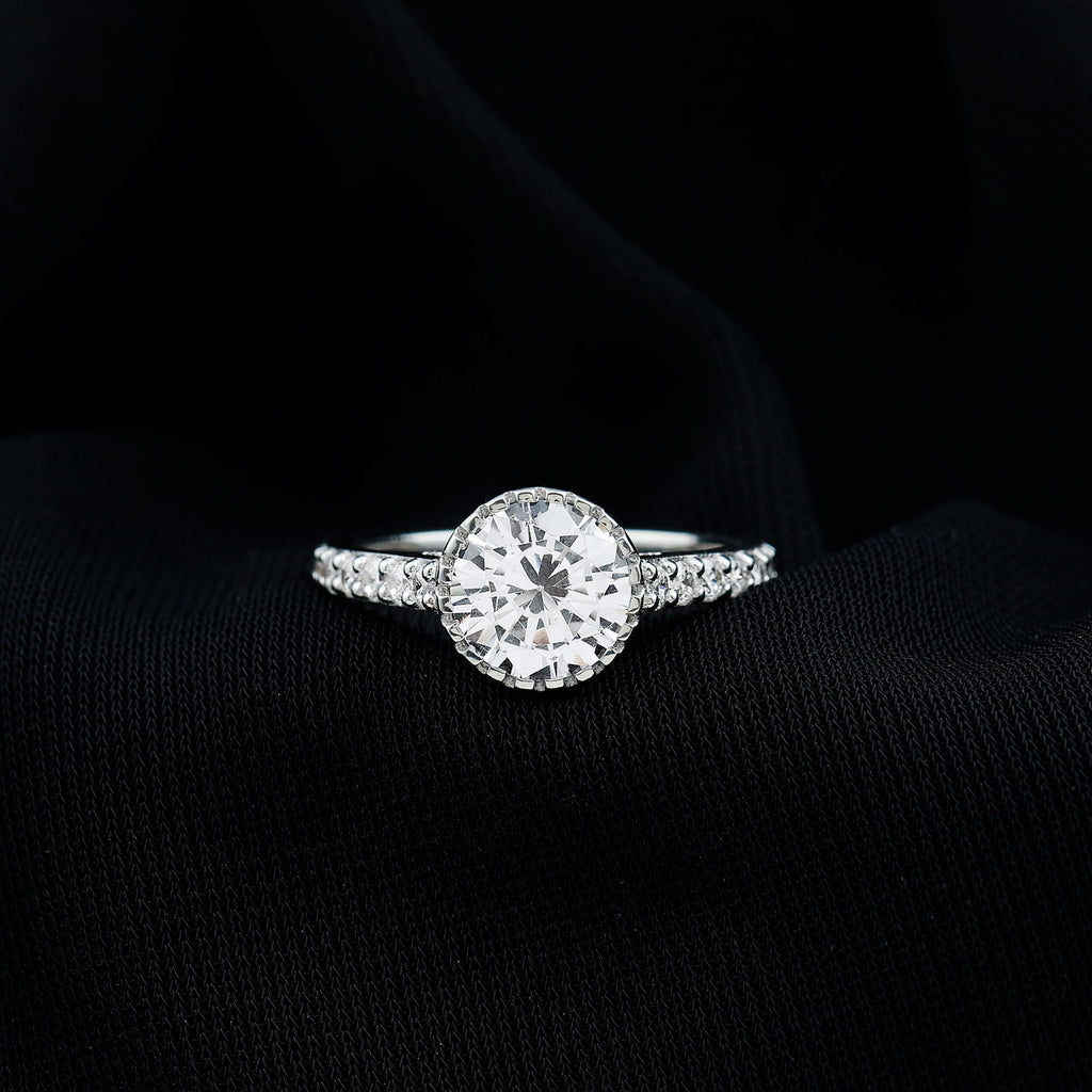 Vintage Inspired Moissanite Solitaire Engagement Ring D-VS1 8 MM - Sparkanite Jewels