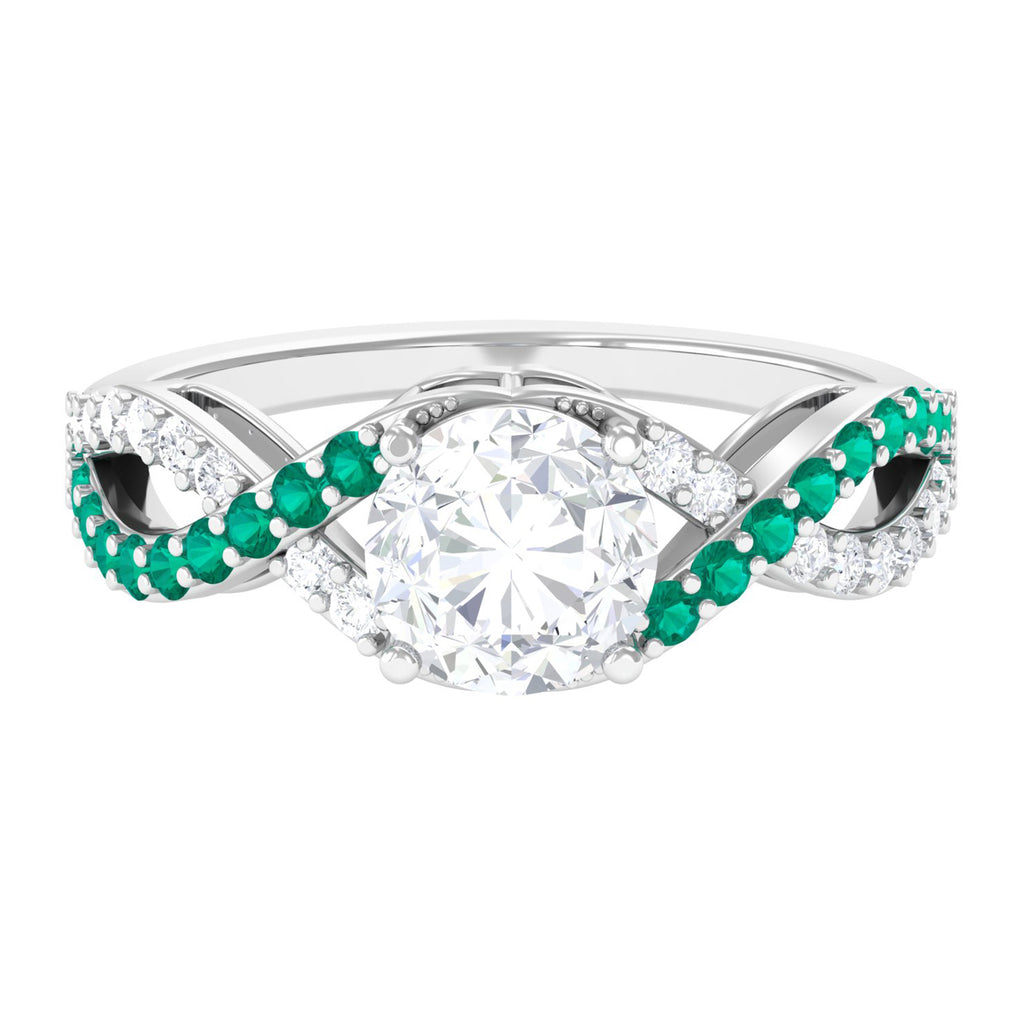 Minimal Moissanite Solitaire Infinity Ring with Emerald D-VS1 7 MM - Sparkanite Jewels
