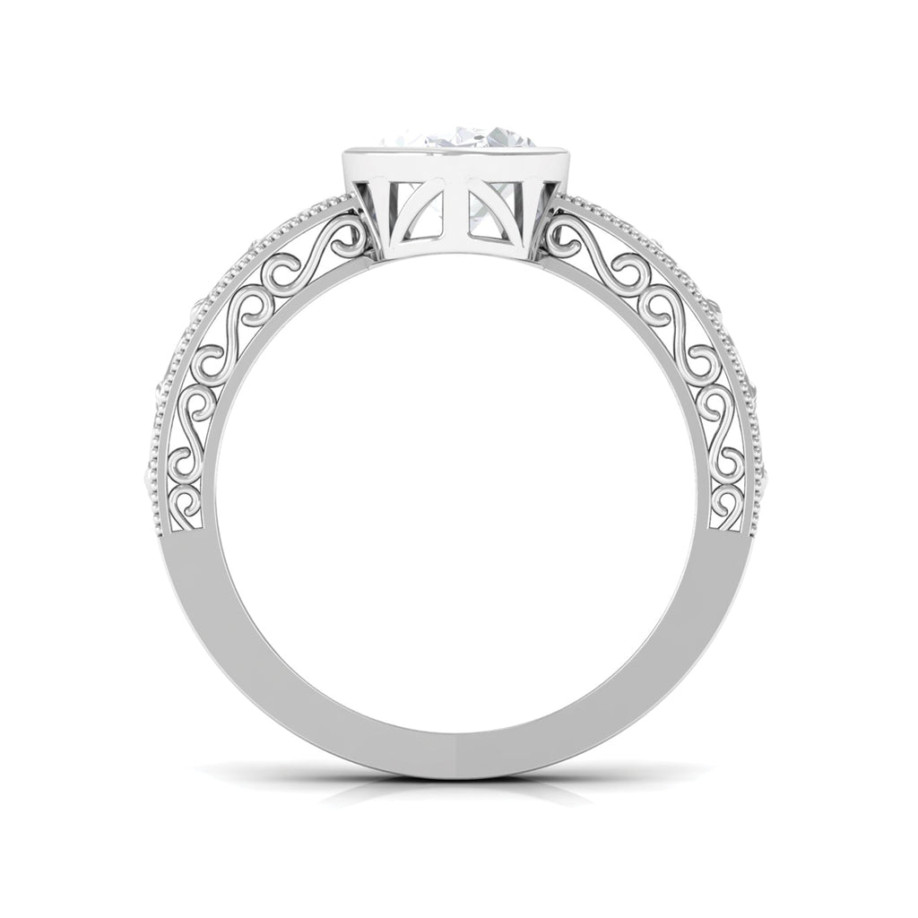 Oval Shape Solitaire Moissanite Filigree Engagement Ring D-VS1 - Sparkanite Jewels