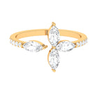 Minimal Marquise Shape Moissanite Flower Cuff Ring D-VS1 - Sparkanite Jewels