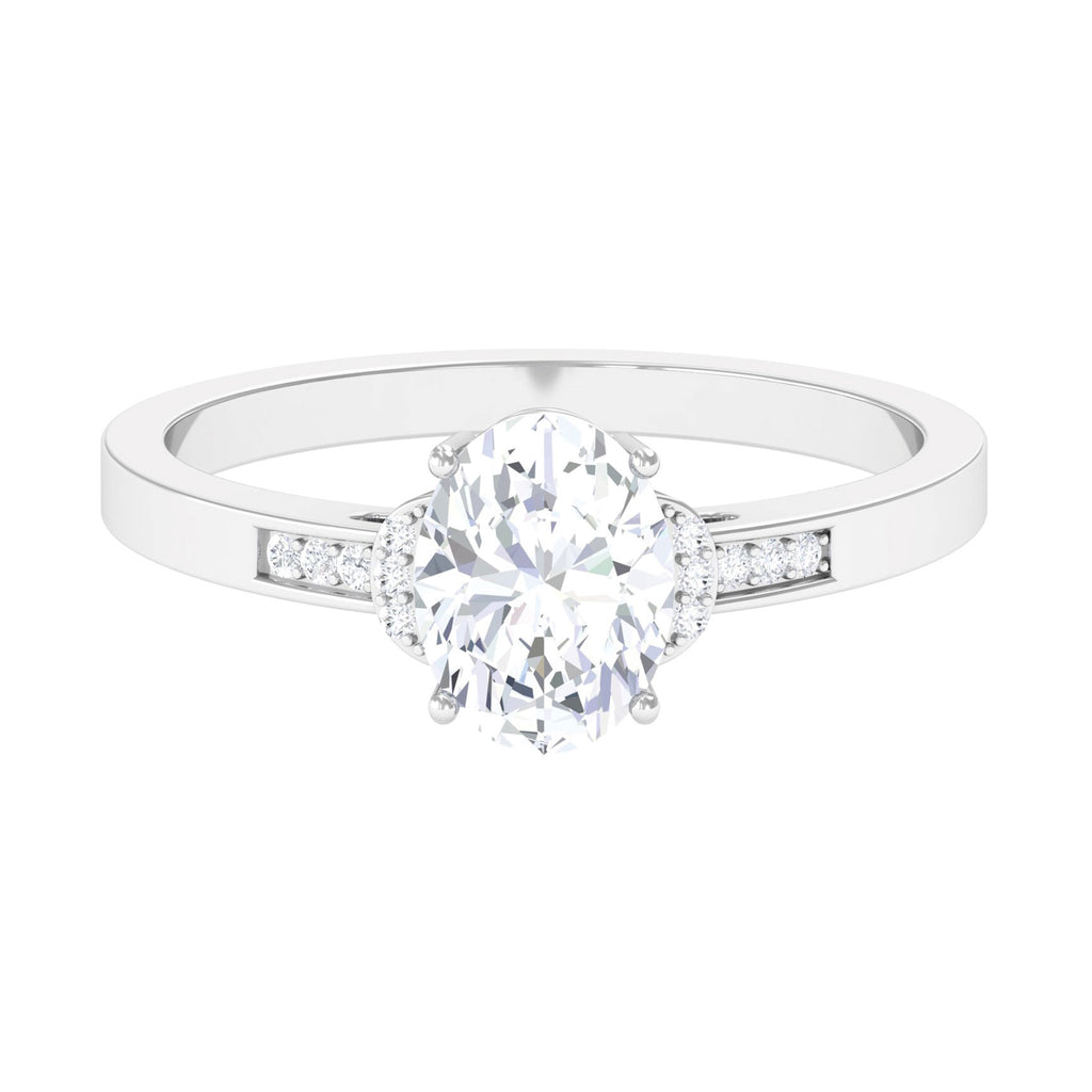 Classic Oval Shape Moissanite Solitaire Engagement Ring D-VS1 6X8 MM - Sparkanite Jewels