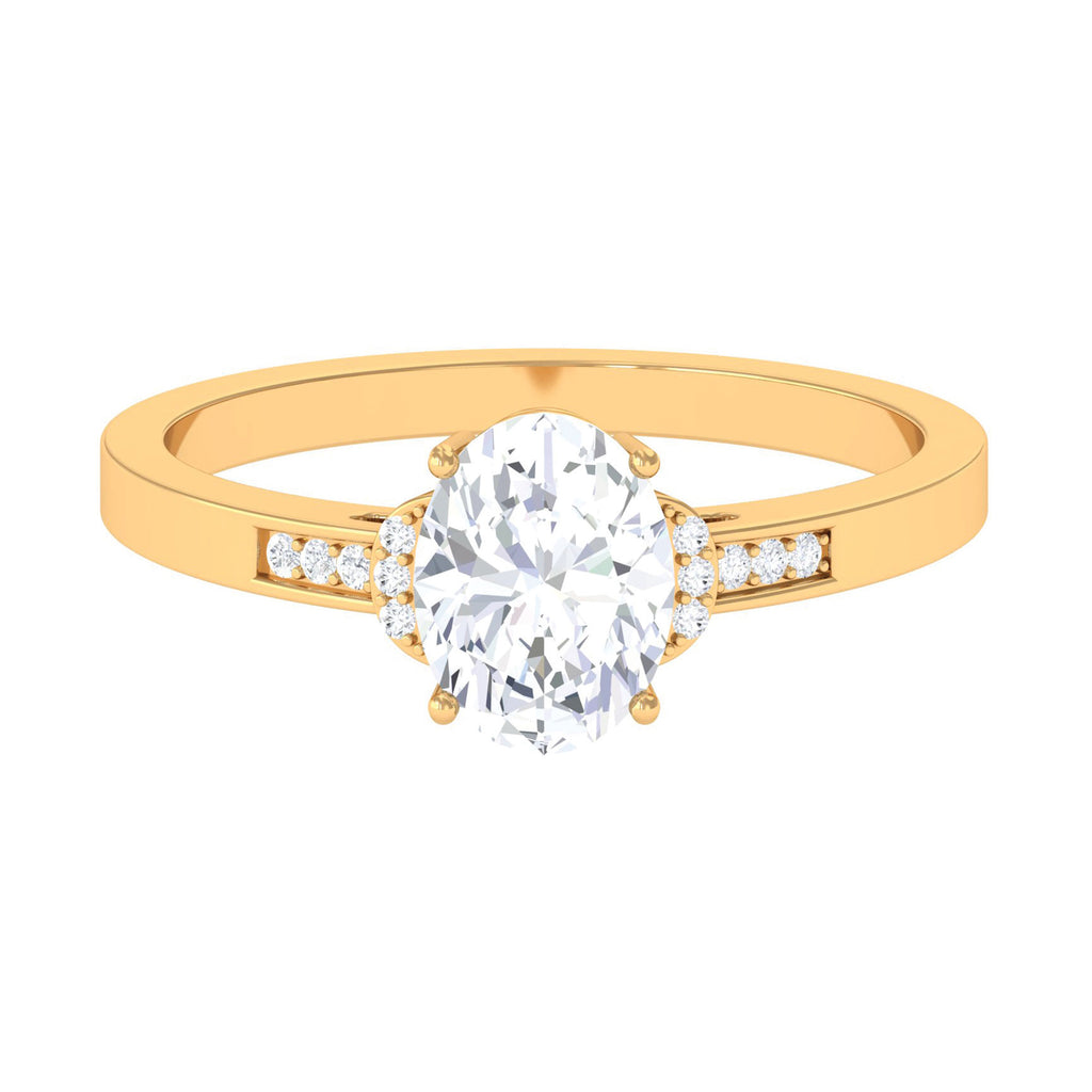 Classic Oval Shape Moissanite Solitaire Engagement Ring D-VS1 6X8 MM - Sparkanite Jewels