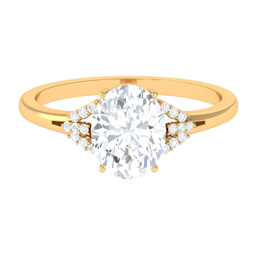 Oval Shaped Solitaire Moissanite Estate Engagement Ring D-VS1 7X9 MM - Sparkanite Jewels