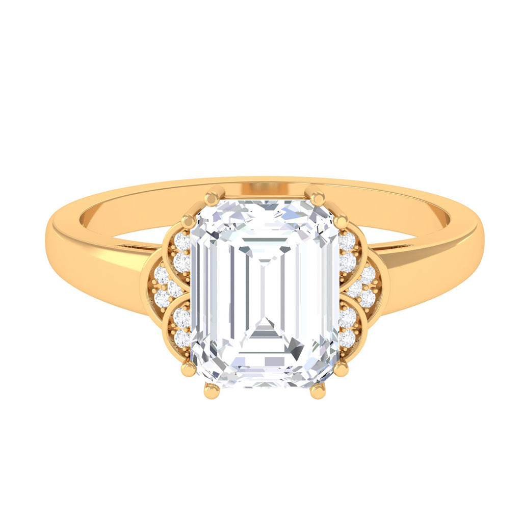 Emerald Cut Moissanite Statement Engagement Ring D-VS1 7X9 MM - Sparkanite Jewels