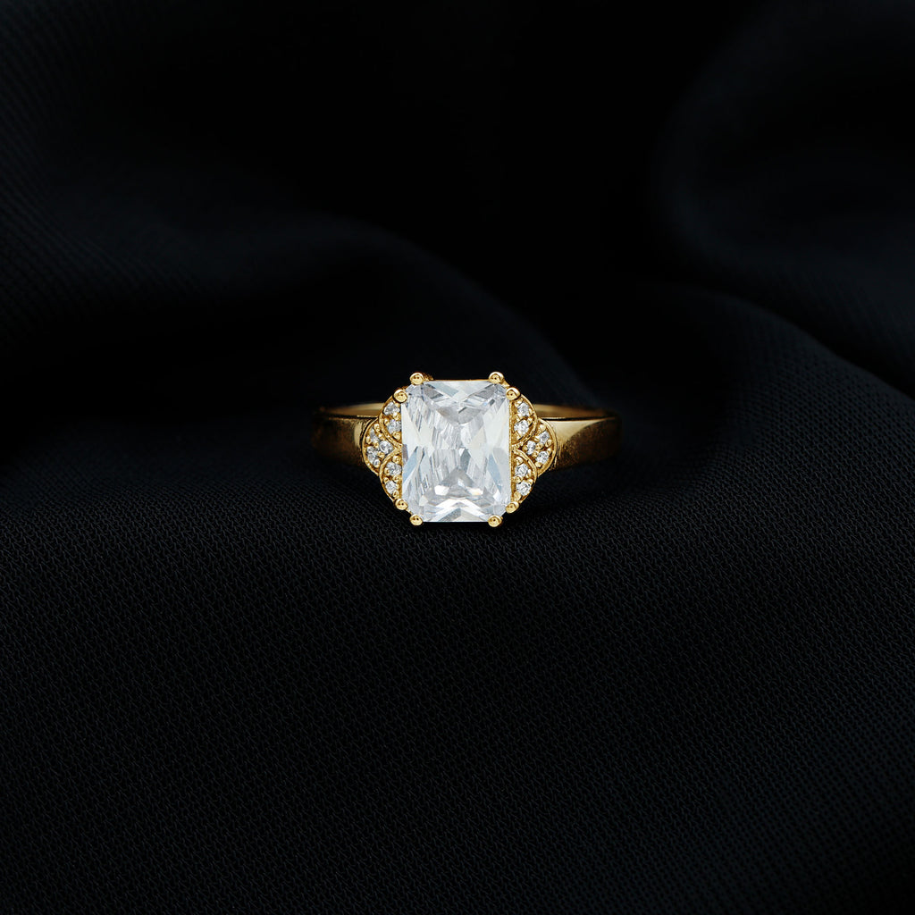 Emerald Cut Moissanite Statement Engagement Ring D-VS1 7X9 MM - Sparkanite Jewels