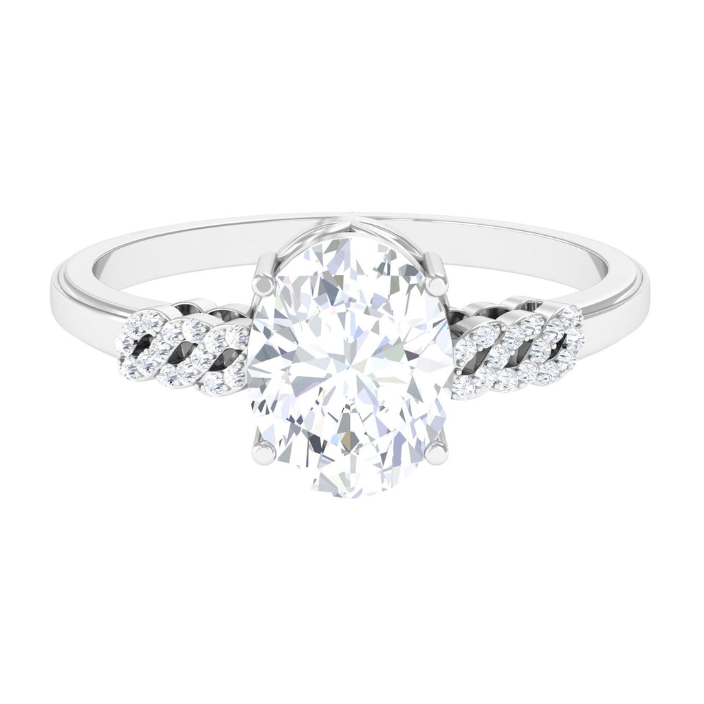 Oval Shaped Solitaire Moissanite Classic Engagement Ring D-VS1 7X9 MM - Sparkanite Jewels